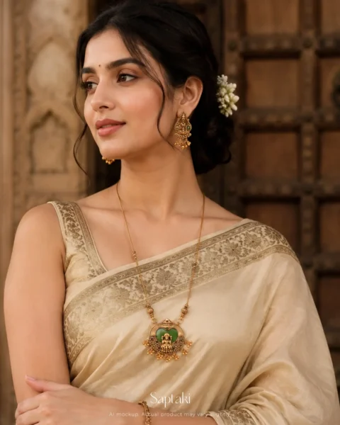 Lakshmi Hamsa Temple Pendant Necklace Set with Earrings