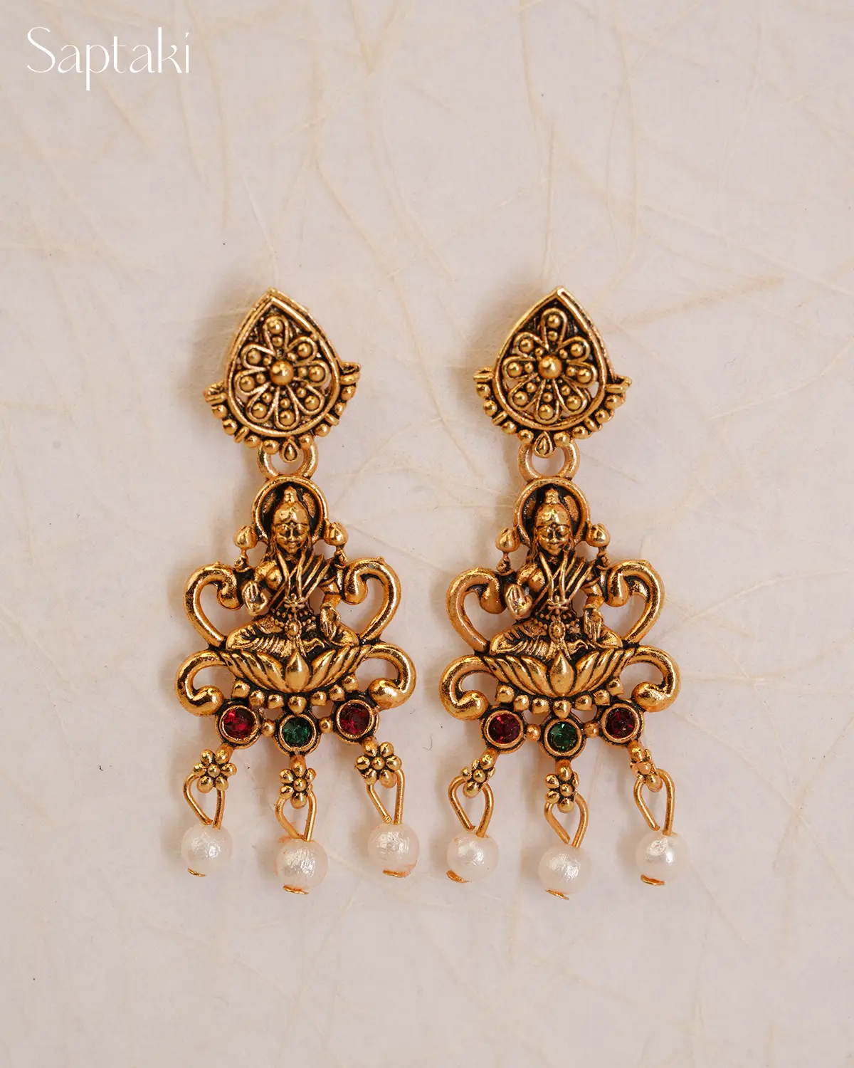 Lakshmi Kasu Temple Necklace Set with Earrings - Image 4