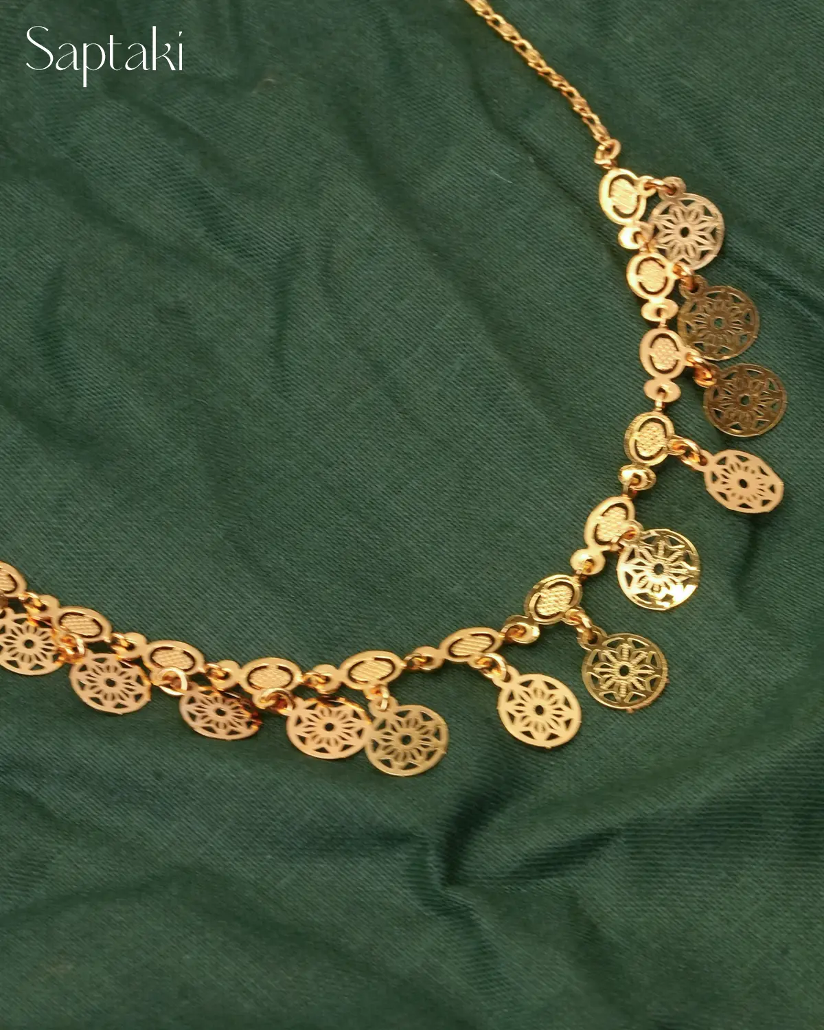 Floral Charm Coin Necklace