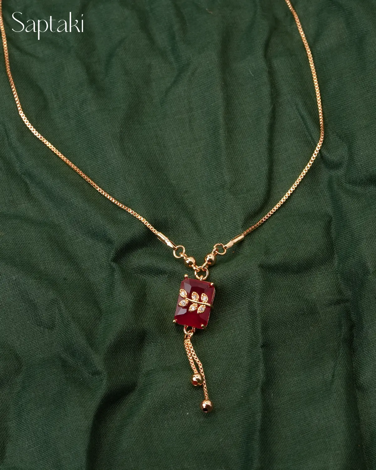 Ruby Glow Drop Pendant Necklace - Image 2